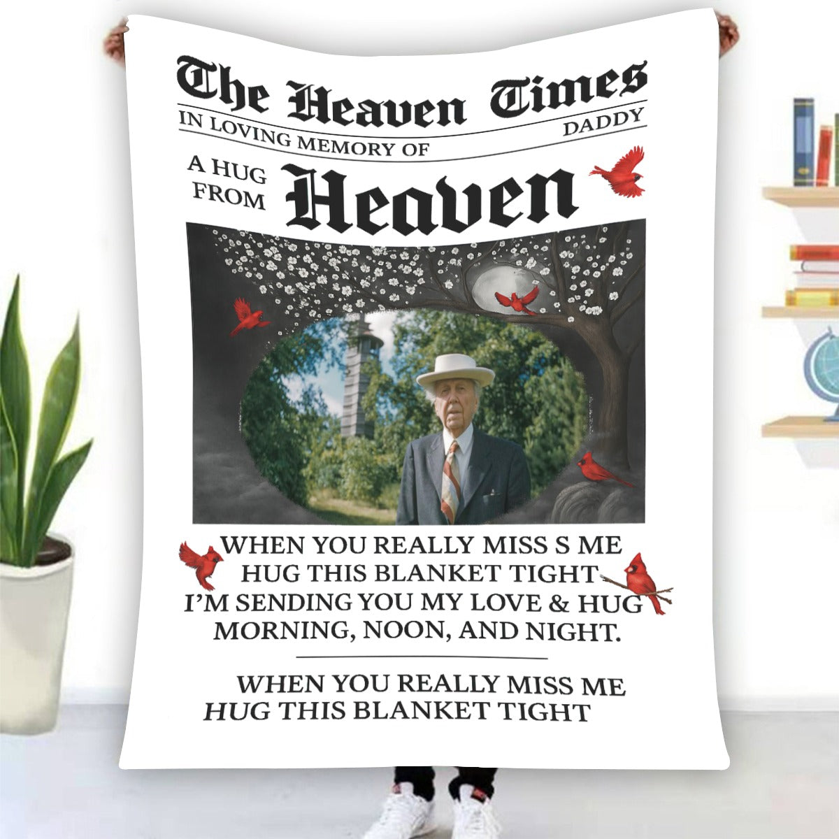 The Heaven Times A Hug From Heaven Memorial Blanket - Personalized Photo Blanket