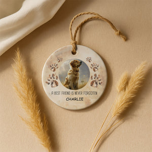 Christmas Pet Memorial ls Best Friend is Never Forgotten Ceramic Ornament