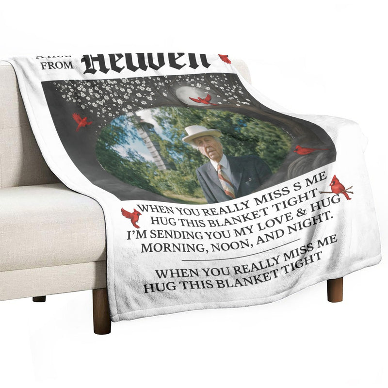 The Heaven Times A Hug From Heaven Memorial Blanket - Personalized Photo Blanket
