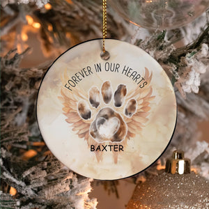 Christmas Pet Memorial Forever In Our Hearts Ceramic Ornament