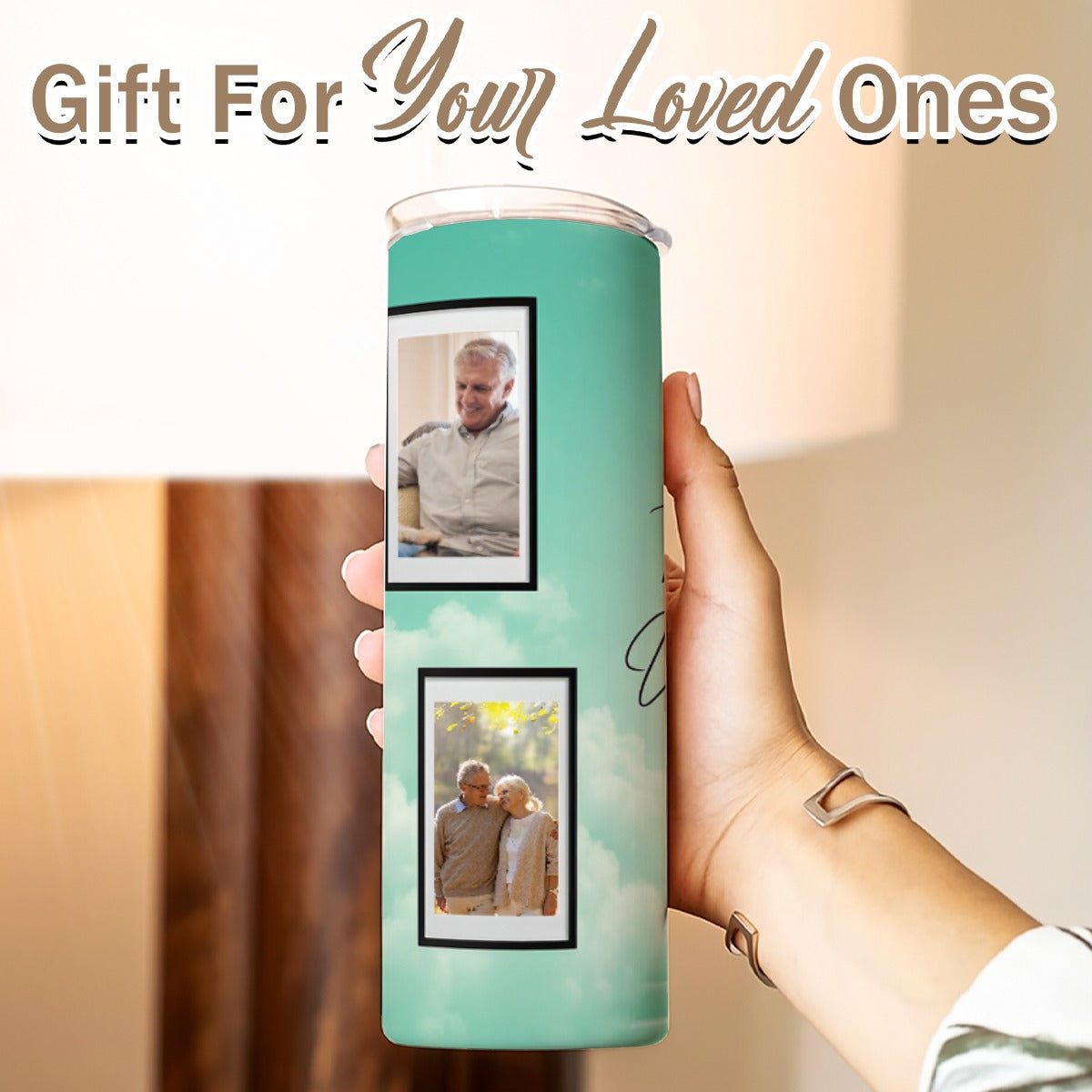 Green Photo Memorial Design Skinny Tumbler 20oz