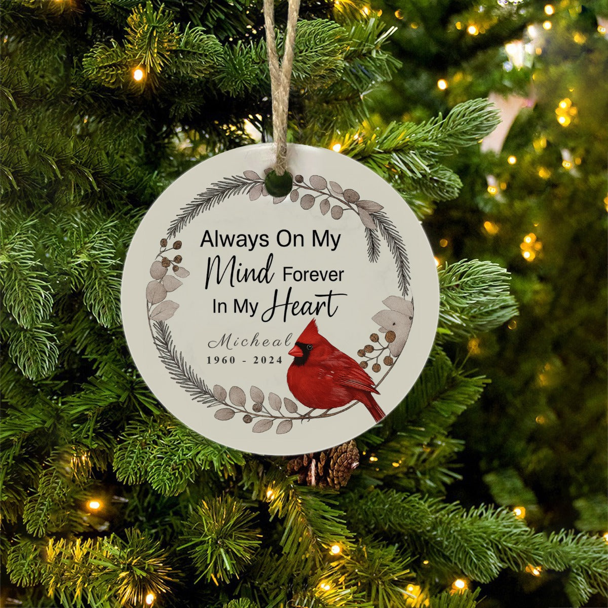 Always On My Mind - Round Christmas Ceramic Ornaments