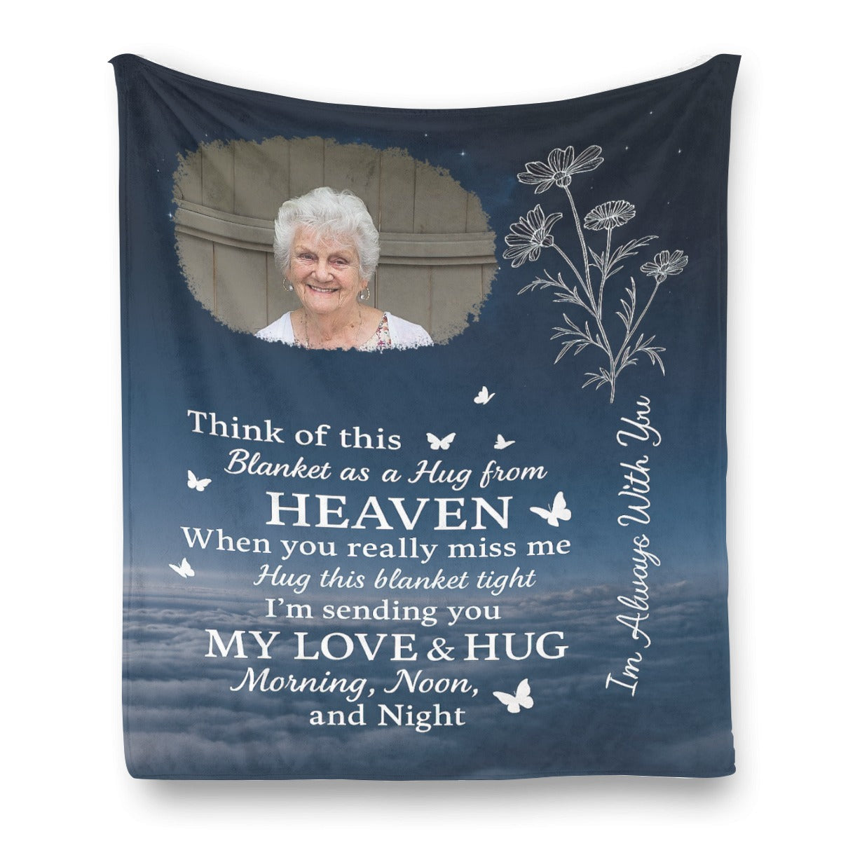 Personalized Memorial Photo Blanket, Think Of This Blanket As A Hug From Heaven