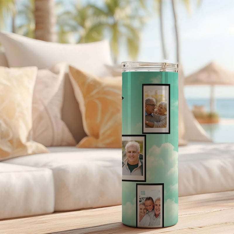 Green Photo Memorial Design Skinny Tumbler 20oz