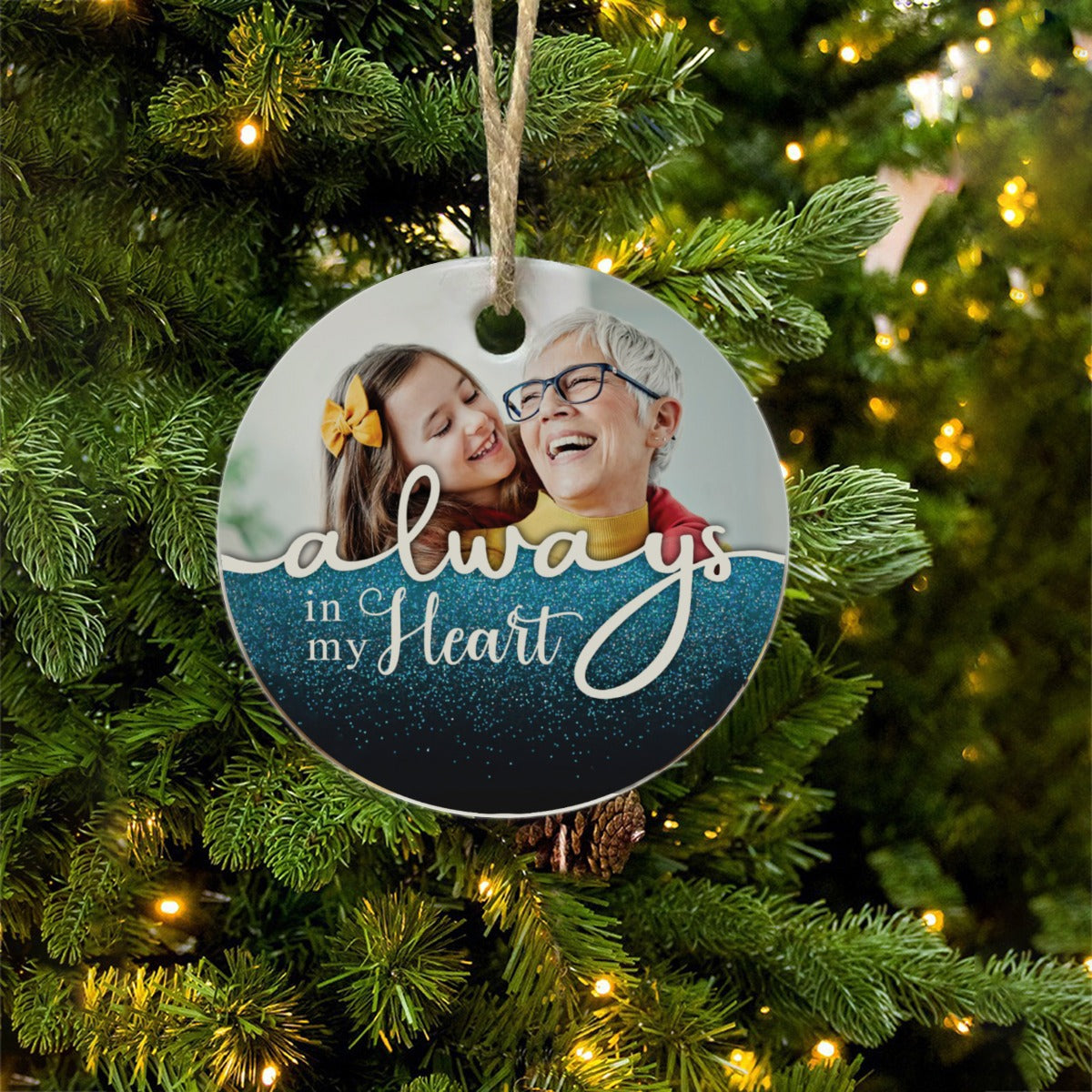 Always in My Heart Memorial Christmas Ornament, In Loving Memory Round Keepsake