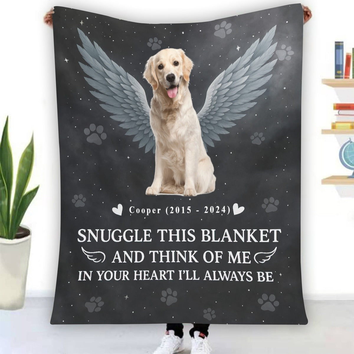 Think Of Me In Your Heart I'll Always Be - Personalized Photo Pet Memorial Blanket