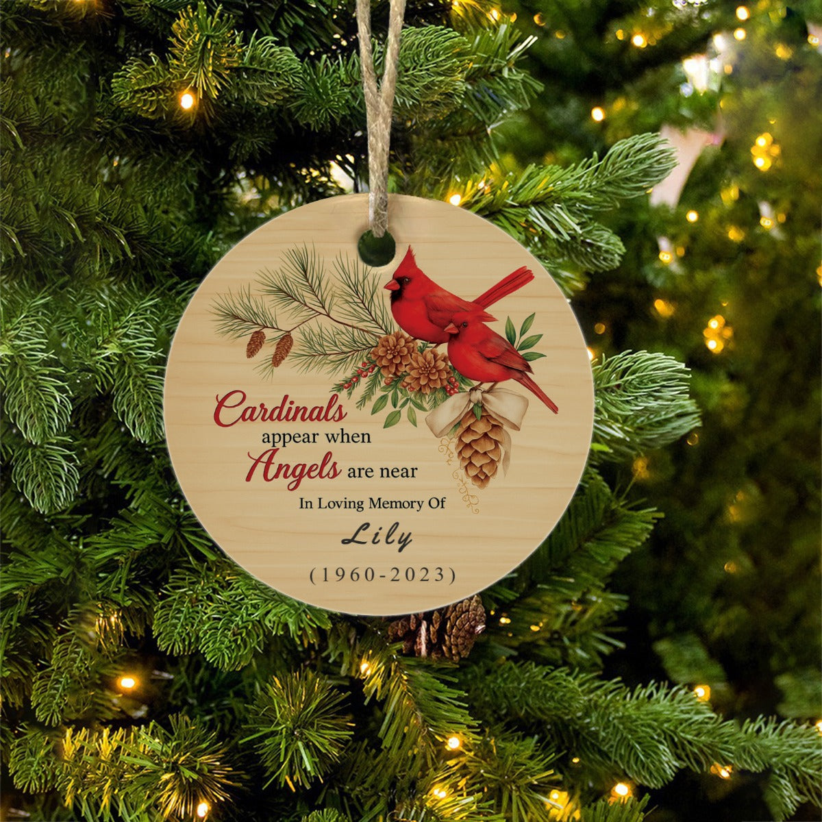 Cardinals Appear When Angels are Near - Personalized Ceramic Ornament