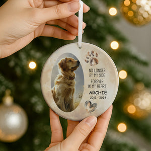 Christmas Pet Memorial No Longer By My Side Forever In My Heart Ceramic Ornament