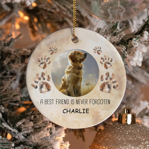 Christmas Pet Memorial ls Best Friend is Never Forgotten Ceramic Ornament
