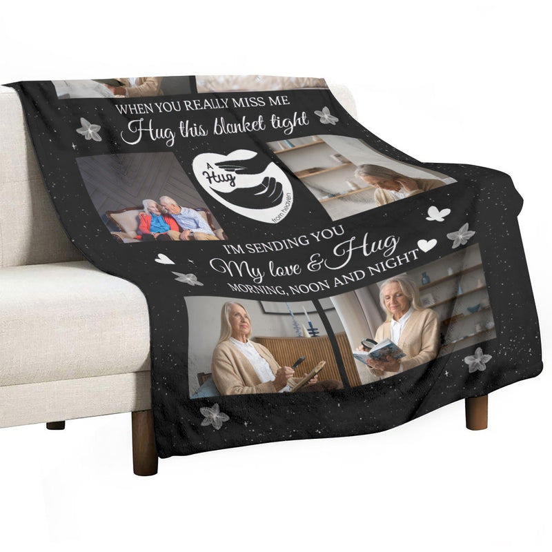 A Hug From Heaven Memorial Gift - Personalized Memory Photo Blanket