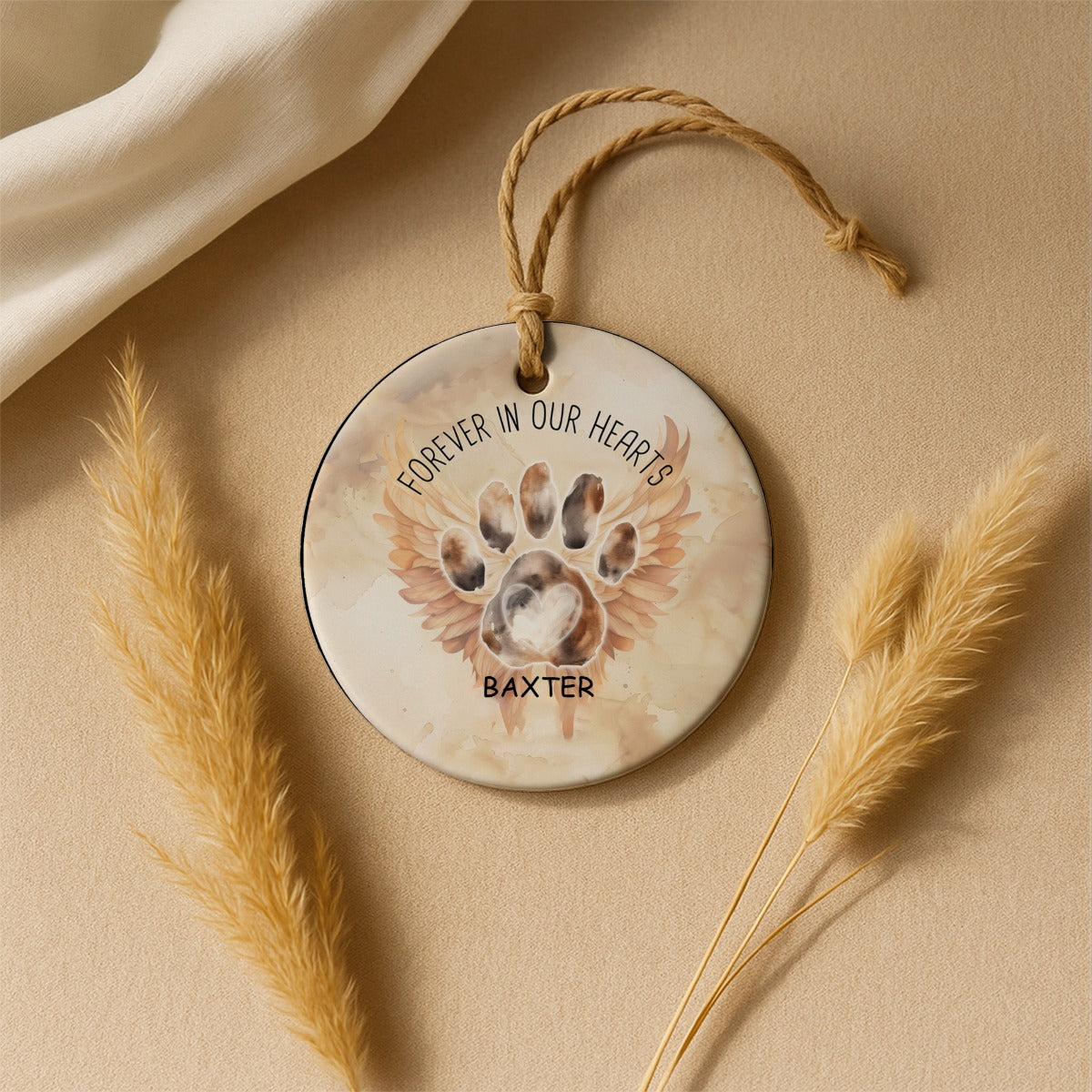 Christmas Pet Memorial Forever In Our Hearts Ceramic Ornament