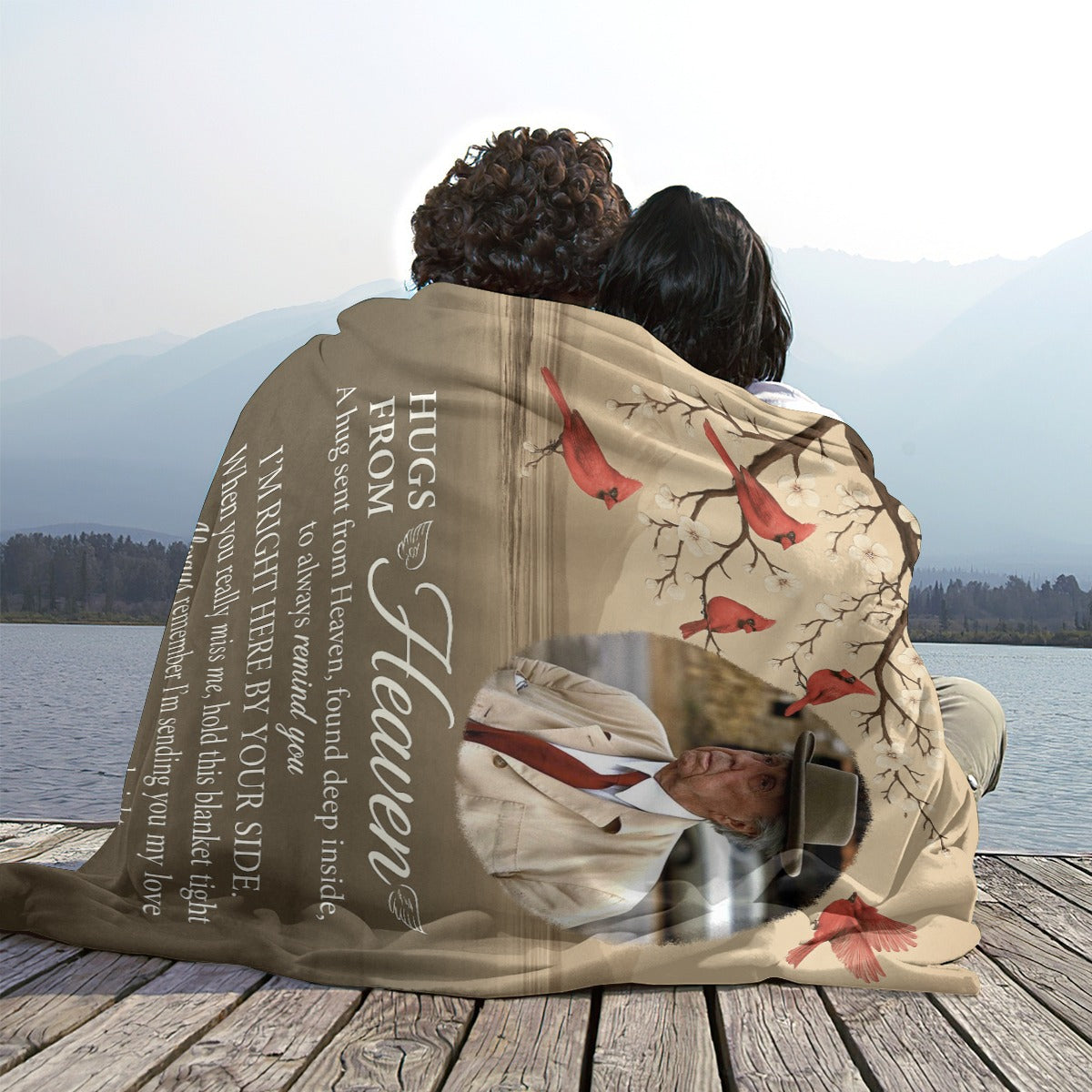 Hugs From Heaven Until We Meet Again - Personalized Photo Blanket