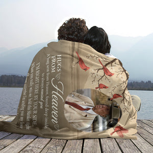 Hugs From Heaven Until We Meet Again - Personalized Photo Blanket