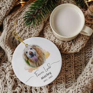 Watercolor Pet Memorial Add Photo Ceramic Ornament