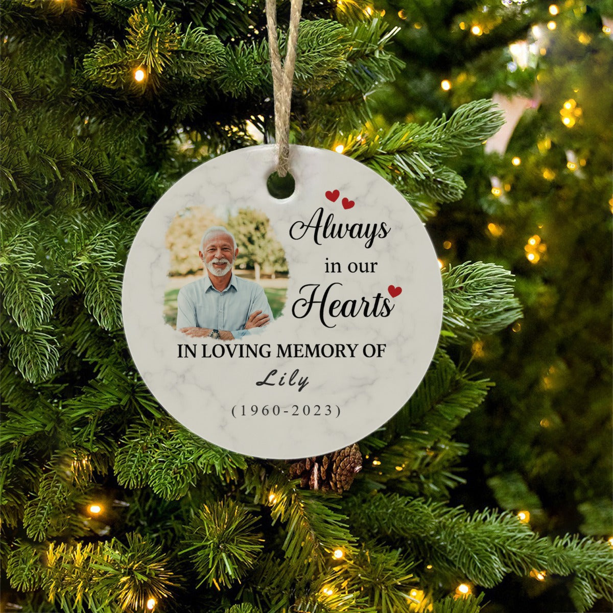 Always In Our Hearts - Personalized Ceramic Ornament