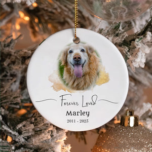 Watercolor Pet Memorial Add Photo Ceramic Ornament