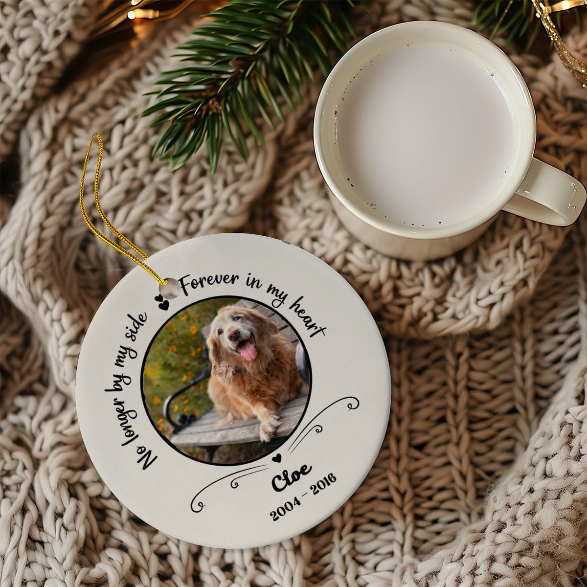 Memorial Round Add Photo Pet Dog Cat Ceramic Ornament