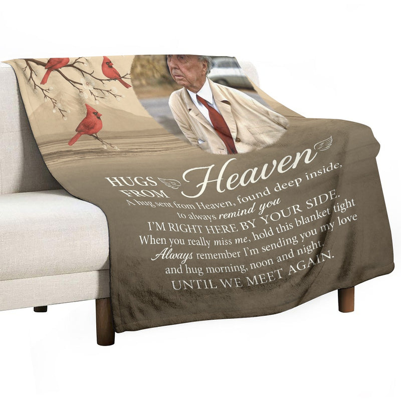 Hugs From Heaven Until We Meet Again - Personalized Photo Blanket