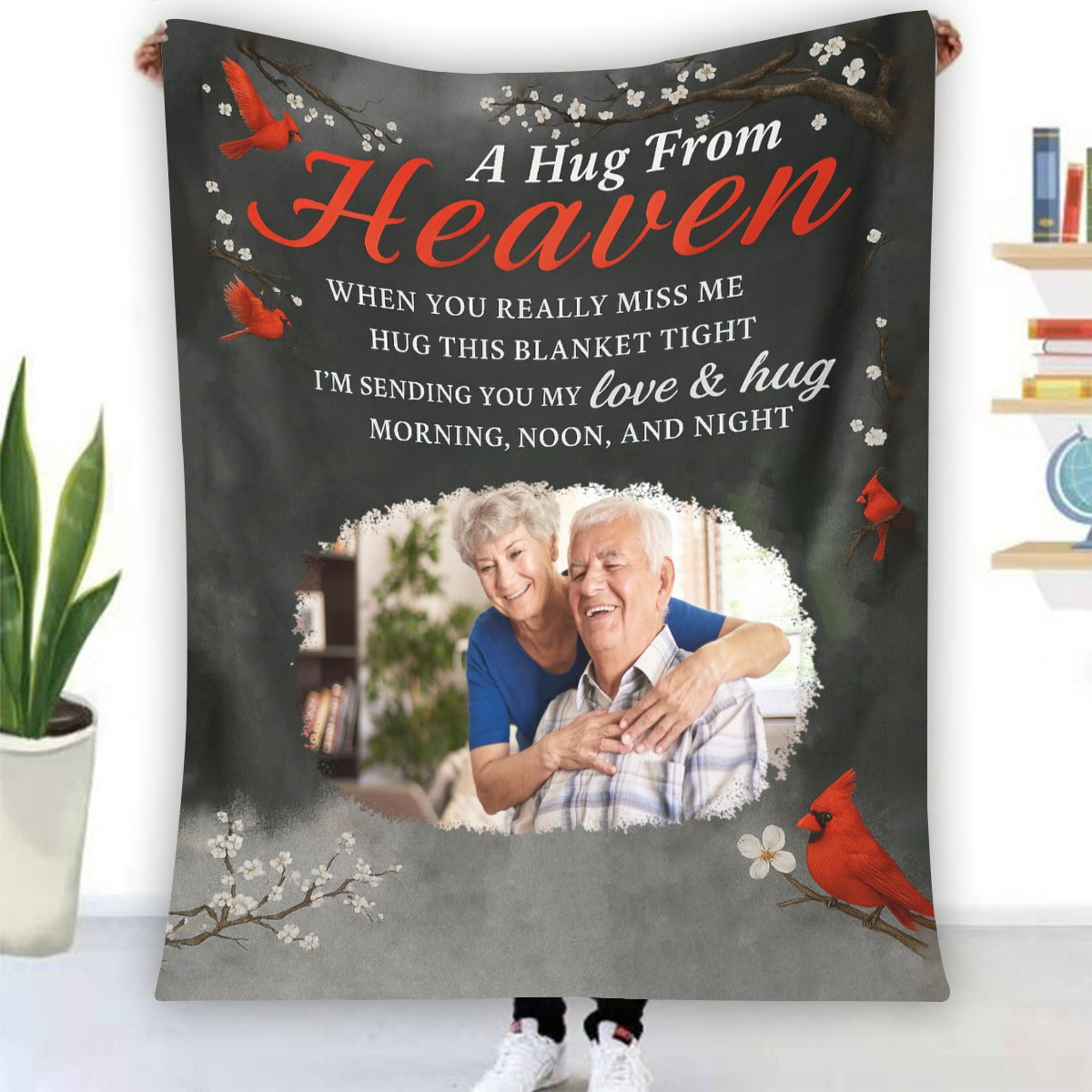 Personalized Memorial Blanket with Photo, A Hug From Heaven Picture Blanket Memorial