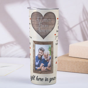 A Letter From Heaven Memorial - Personalized 20 oz Skinny Tumbler With Sliding Lid