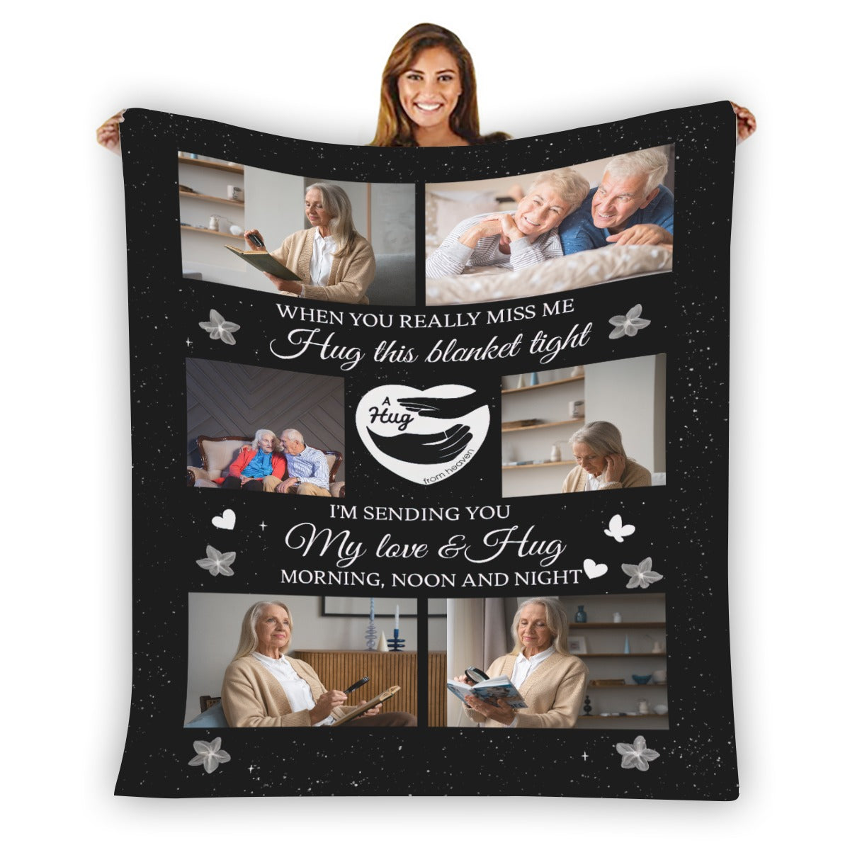 A Hug From Heaven Memorial Gift - Personalized Memory Photo Blanket