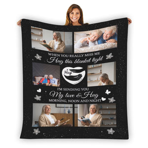 A Hug From Heaven Memorial Gift - Personalized Memory Photo Blanket