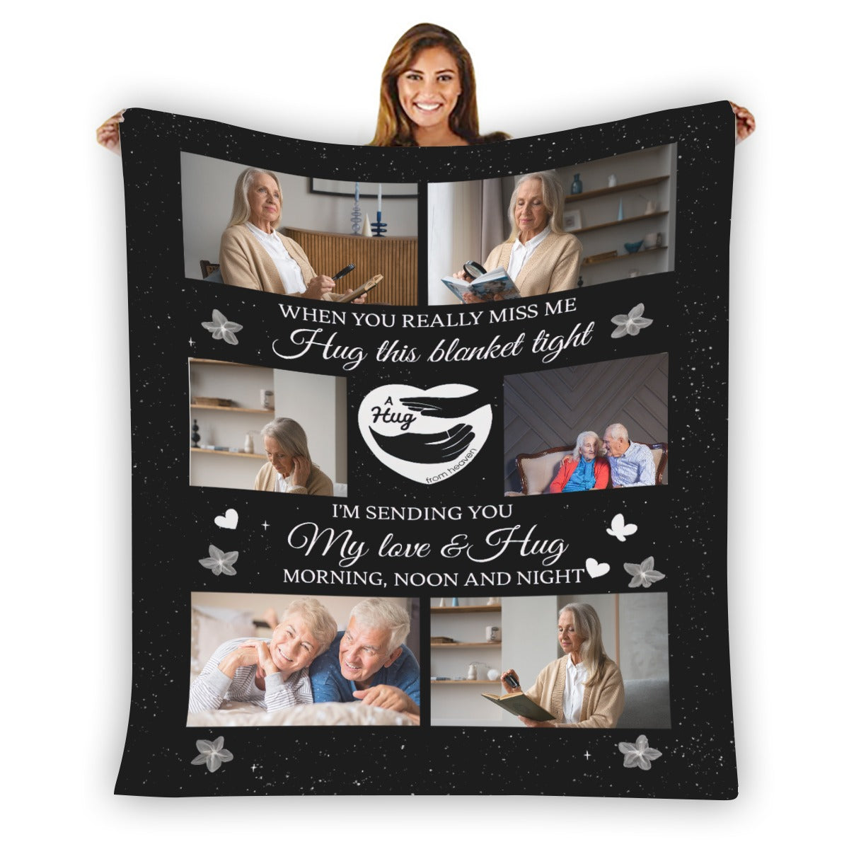 A Hug From Heaven Memorial Gift, Personalized Memorial Dad Blanket