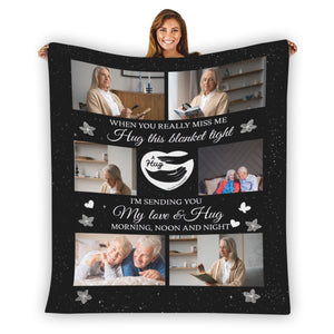 A Hug From Heaven Memorial Gift, Personalized Memorial Dad Blanket