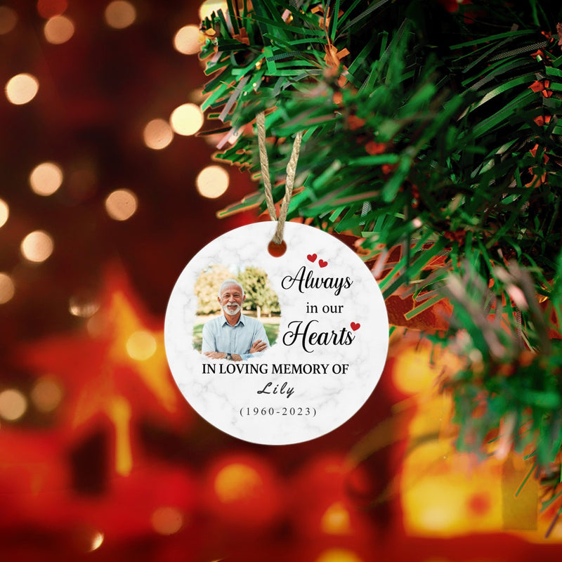Always In Our Hearts - Personalized Ceramic Ornament