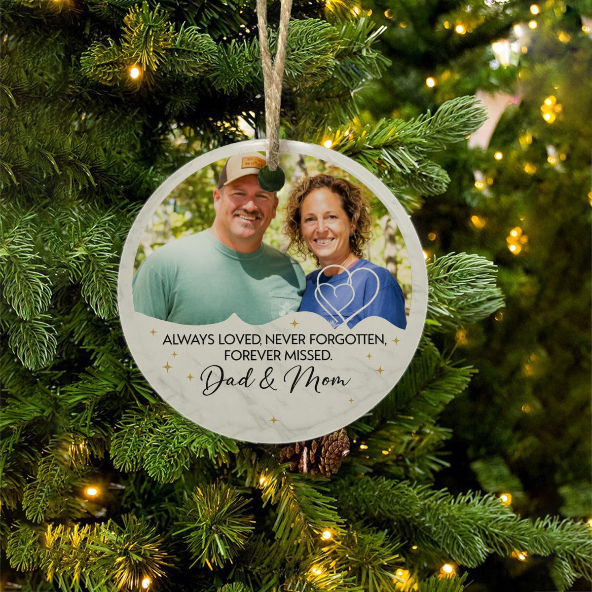 Always Loved And Never Forgotten Parents Memorial Ceramic Ornament