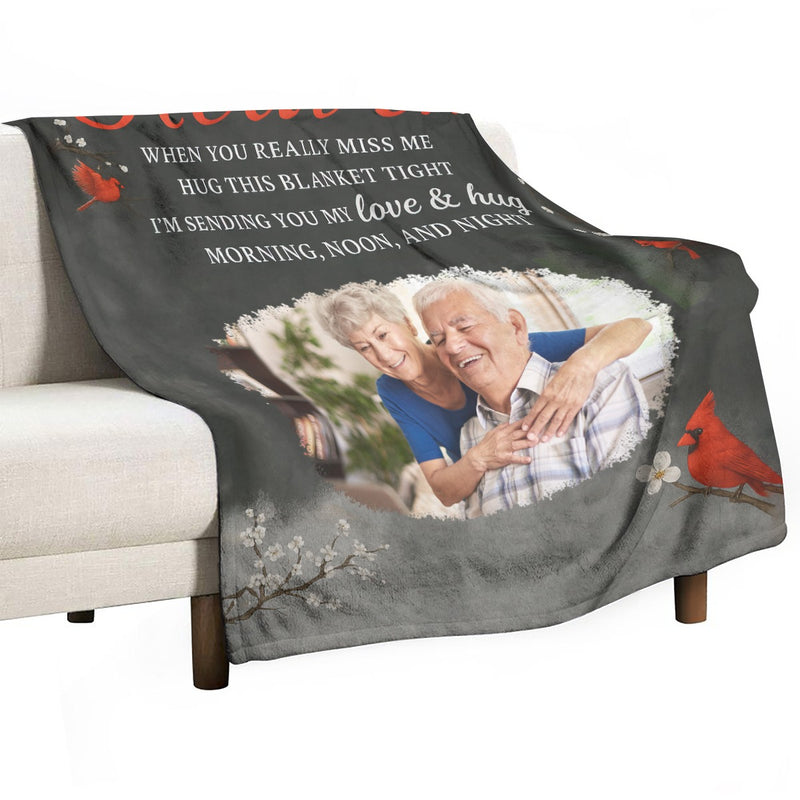 Personalized Memorial Blanket with Photo, A Hug From Heaven Picture Blanket Memorial