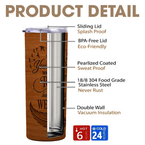 Memorial Carved Wood Design Skinny Tumbler 20oz