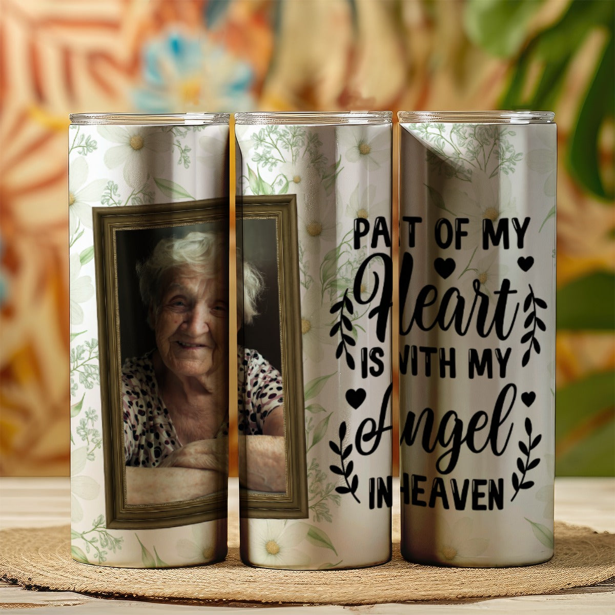 Part Of My Heart Is My Angel Photo Frame Skinny Tumbler 20oz