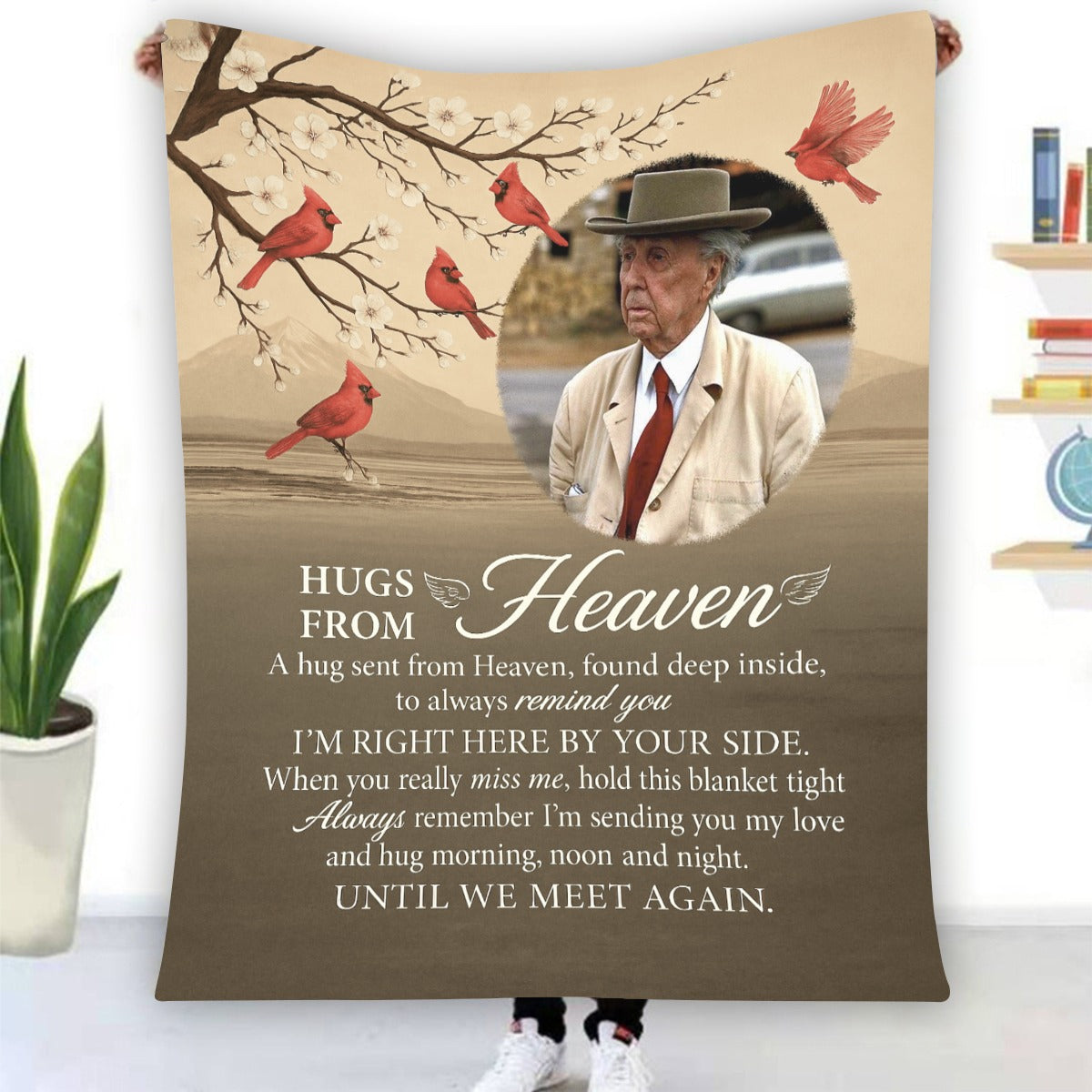 Hugs From Heaven Until We Meet Again - Personalized Photo Blanket