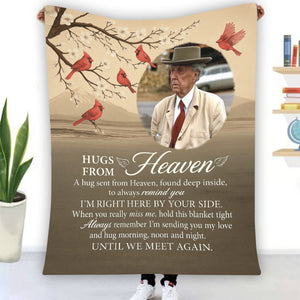 Hugs From Heaven Until We Meet Again - Personalized Photo Blanket