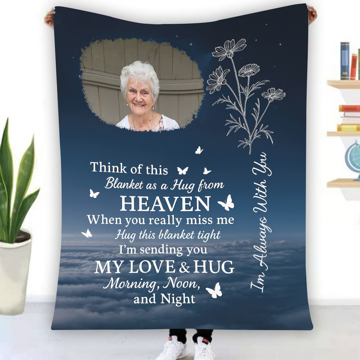 Personalized Memorial Photo Blanket, Think Of This Blanket As A Hug From Heaven