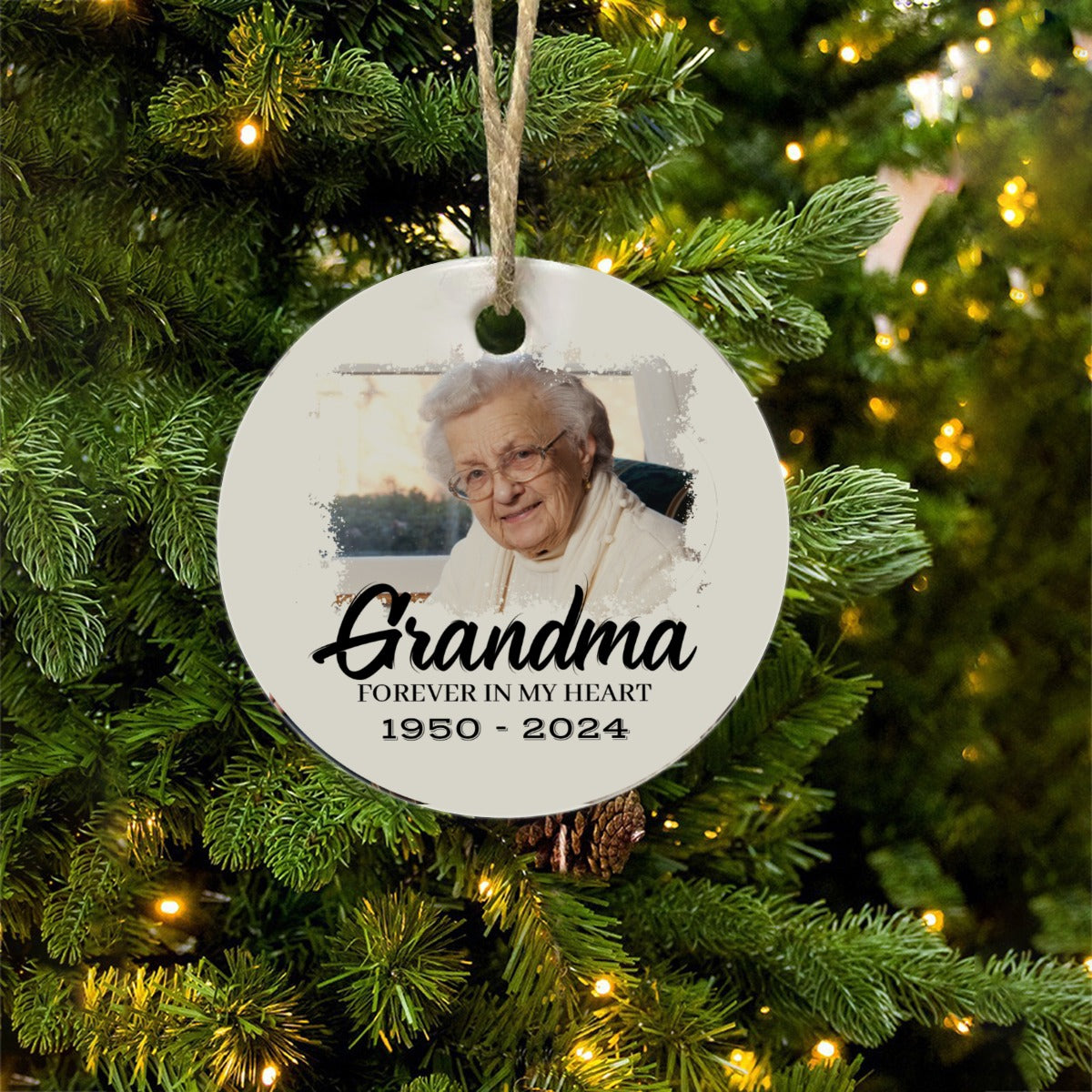 Personalized Memorial Ornament, Grandma Loss Acrylic Ornament, Grandma Remembrance Ceramic Ornament