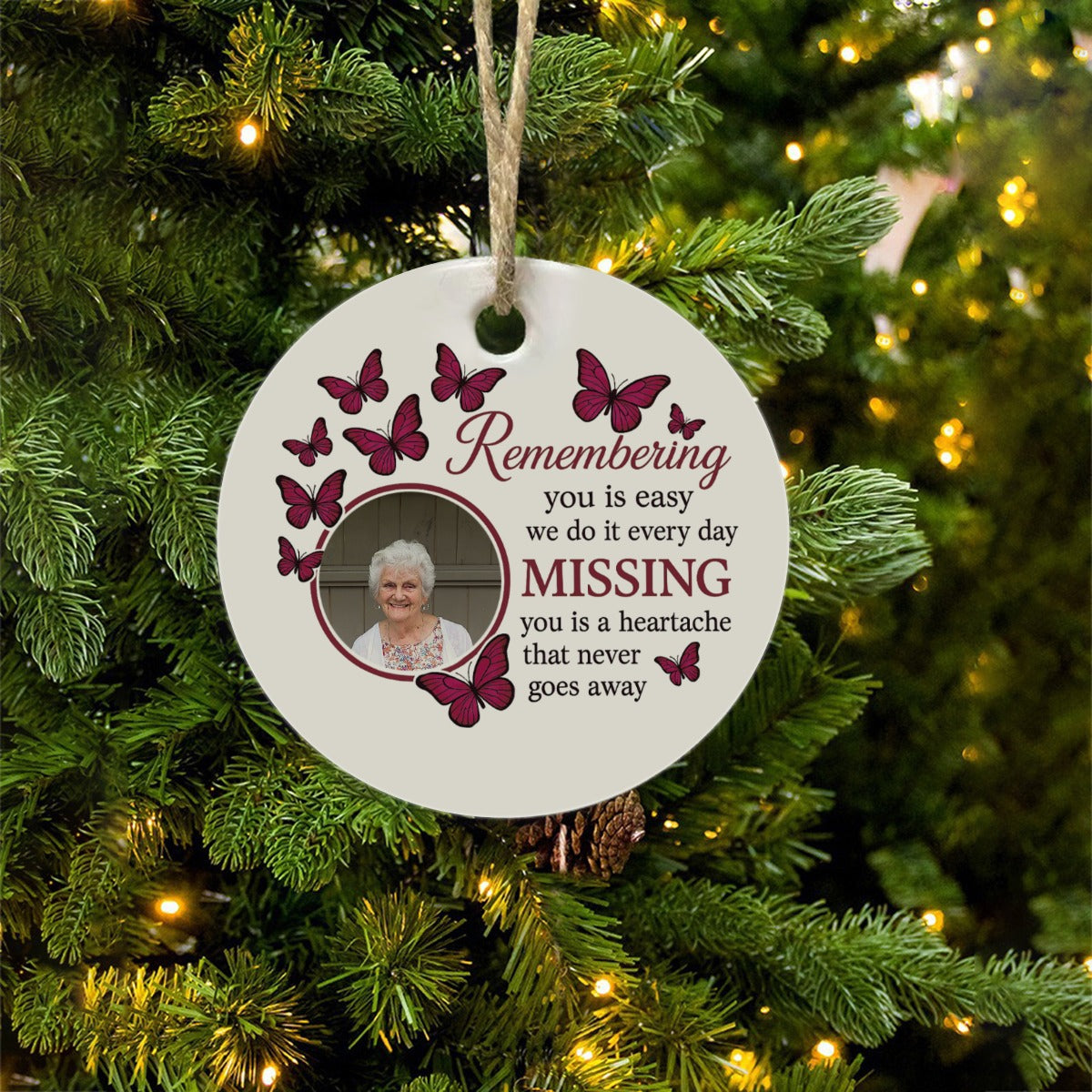 Memorial - Customized Round Christmas Ceramic Ornaments