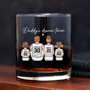 Basketball Daddy's Dream Team Personalized Wine Glass, Father's Day Gift for Basketball Dads