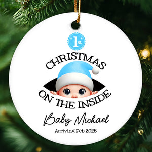 Personalized Baby's First Christmas On the Inside Ornament, Custom Pregnancy Reveal Ornament, New Year Gift For Expecting Parents