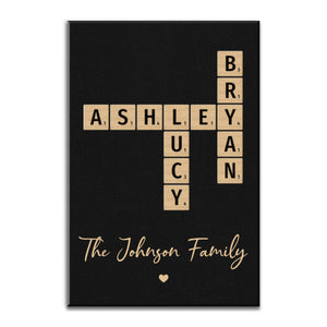 Family Crossword Art - Created In A Moment, Treasured Forever Personalized Canvas Print