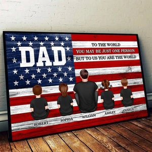 DAD GRANDPA You Are The World Nation Flag Personalized Poster| Ultimate Father's Day Gift For Proud American Dad, Grandpa