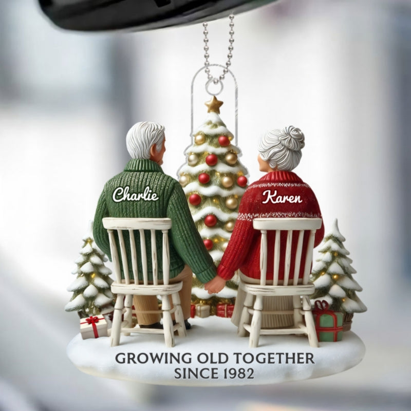 3D Effect Couple Growing Old Together Personalized Flat Acrylic Ornament, Heartfelt 2025  Gift Anniversary Gift For Him, For Her, Husband, Wife