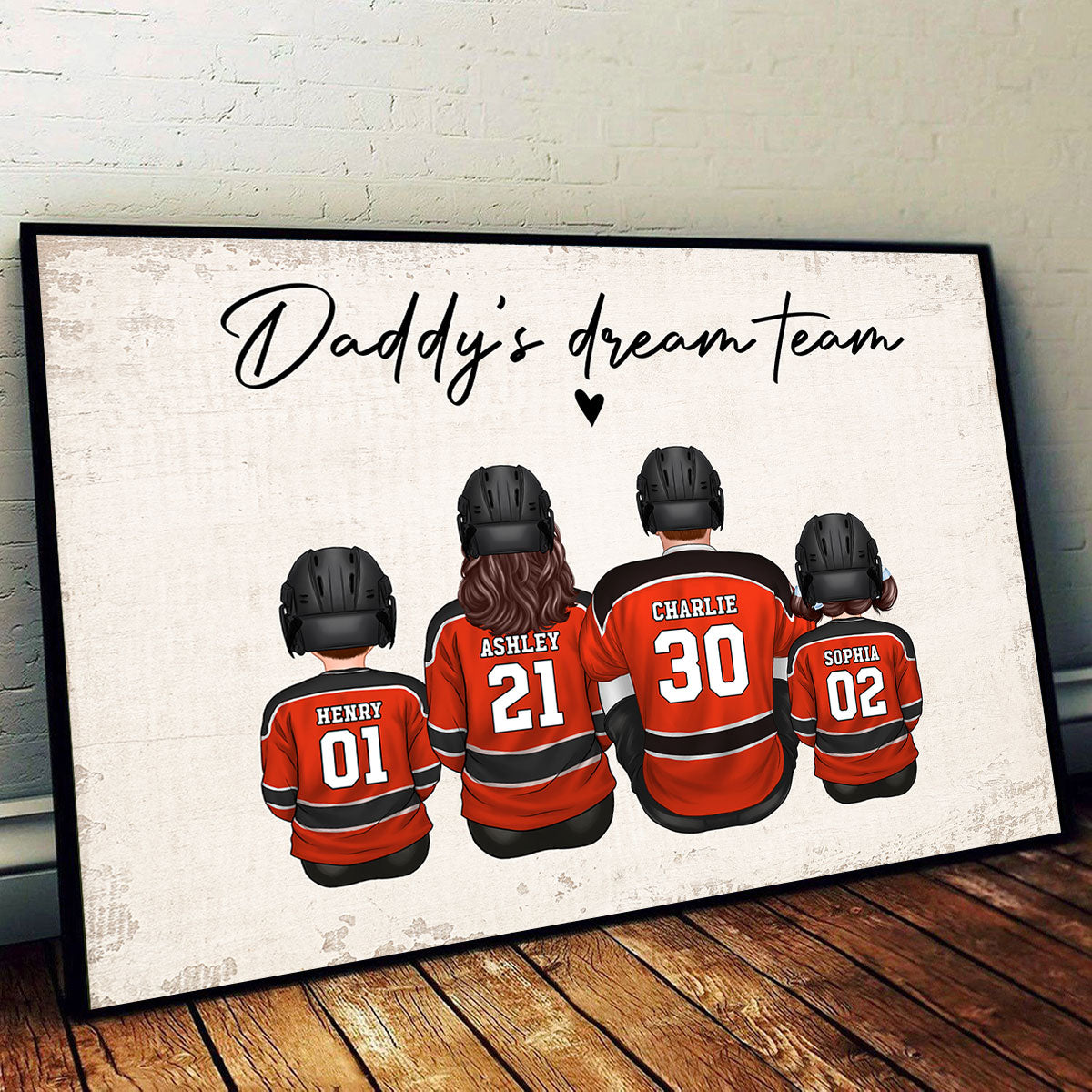 Hockey Team Personalized Poster, Gift For Family, Father's Day Gift for Dad, Grandpa, Husband