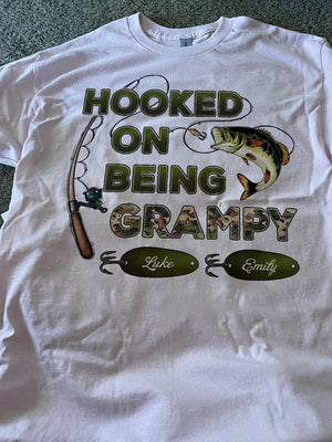 Hooked On Being Grandpa Papa Fishing Camouflage Personalized Shirt, Unique 2025 Father's Day Gift For Grandpa, Dad, Husband