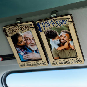 Gift for Dad Grandpa Personalized Picture Frame, Custom Photo Car Visor Clip