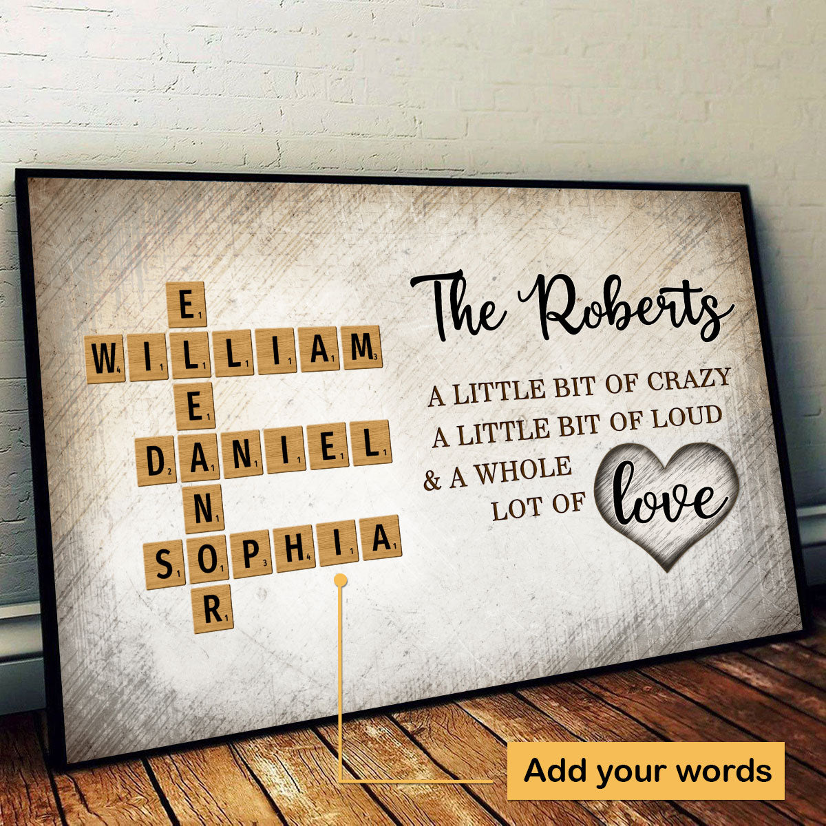 Family Whole Lot Of Love Crossword Puzzle Art - Captured In A Moment, Cherished For A Lifetime Personalized Poster, Unique & Meaningful Gift For Family