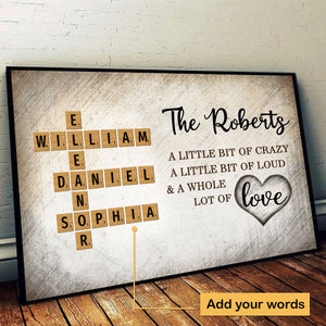 Family Whole Lot Of Love Crossword Puzzle Art - Captured In A Moment, Cherished For A Lifetime Personalized Poster, Unique & Meaningful Gift For Family