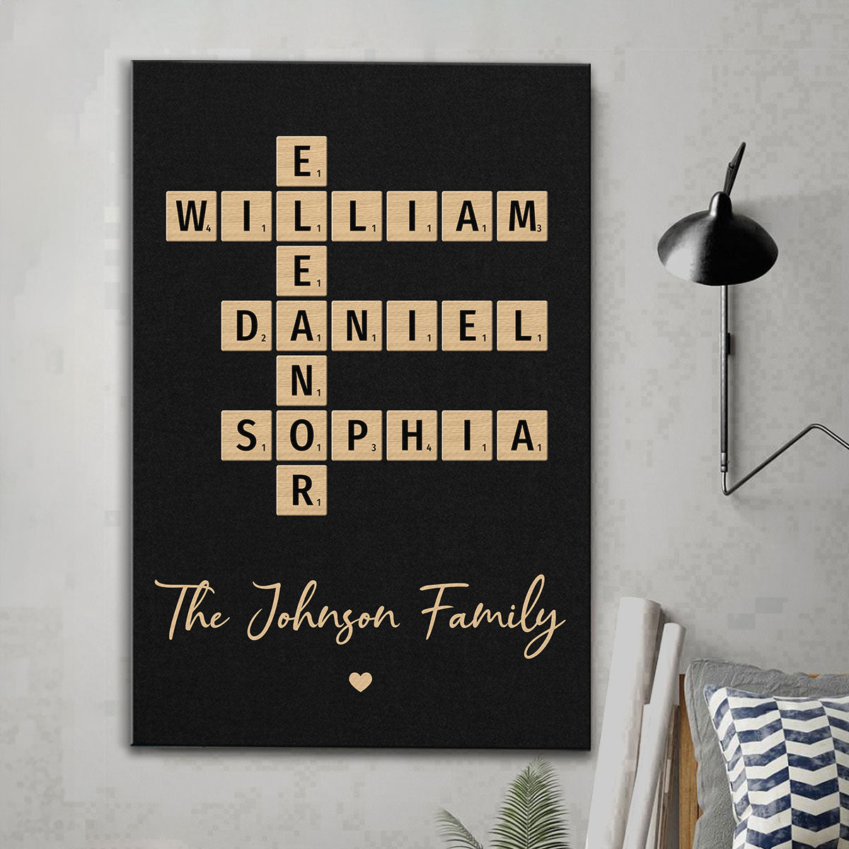 Family Crossword Art - Created In A Moment, Treasured Forever Personalized Canvas Print