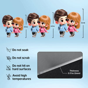 3D Effect Cute Cartoon Couple Holding Hands Personalized Acrylic Car Hanger, Anniversary &  Gift for him, Gift for her
